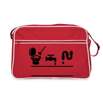 Toilettes bouchées, robinet qui fuit - Sac Retro - rouge/blanc - Devant