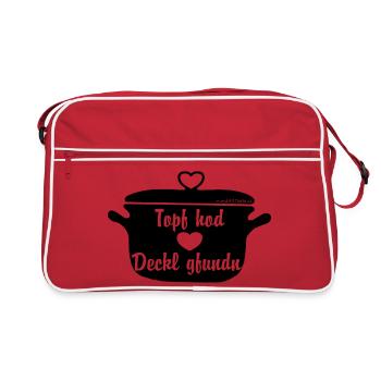 Topf hod Deckl gfundn - Topf hat Deckel gefunden - Retro Tasche - Rot/Weiß - Vorne