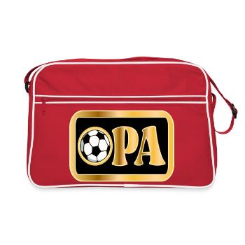SCHRIFTZUG OPA FUßBALL - RENTNER - Retro Tasche - Rot/Weiß - Vorne