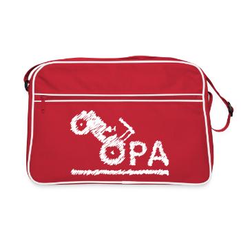 Opa Traktor Landwirt Großvater Geschenk Kritzeln - Retro Tasche - Rot/Weiß - Vorne