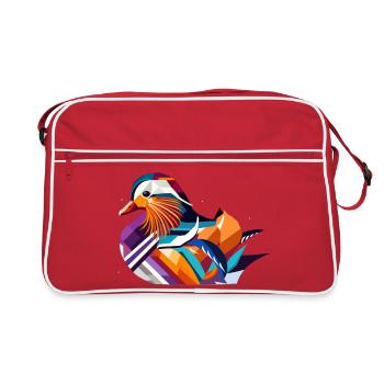 Colorful Mandarin Duck – A Touch of Exotic Elegance - Retro Bag - red/white - Front