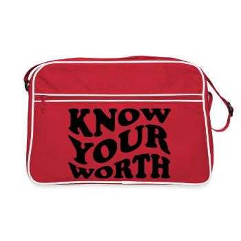 Know Your Worth – Self-Love Statement - Retro Bag - red/white - Front