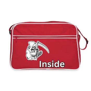 Dead Inside – Dark Skull Reaper Design  - Retro Bag - red/white - Front
