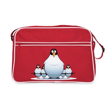 Dessin animé du groupe familial Penguin - Sac Retro - rouge/blanc - Devant