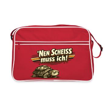 Nen Scheiß muss ich Schildkröte Retro - Retro Tasche - Rot/Weiß - Vorne