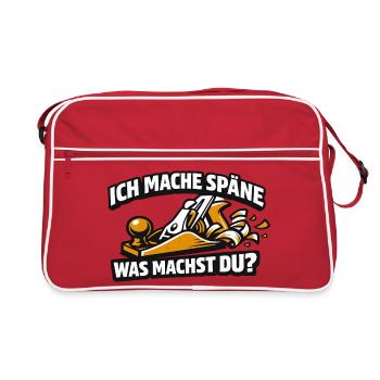 Ich mache Späne Was Machst Du - Retro Tasche - Rot/Weiß - Vorne