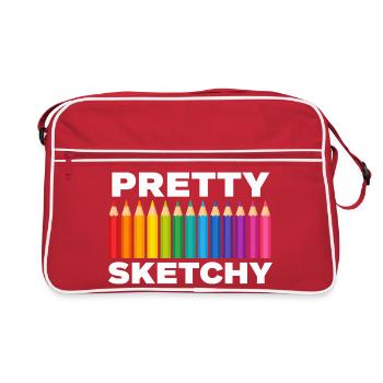 Pretty Sketchy Artist Pencils Sketch Sketching - Retro Bag - red/white - Front