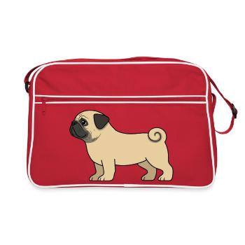 Dessin de dessin animé de carlin - Sac Retro - rouge/blanc - Devant