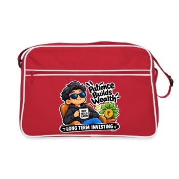 Cool Investor – Langfristige Geduld und Wohlstand - Retro Tasche - Rot/Weiß - Vorne