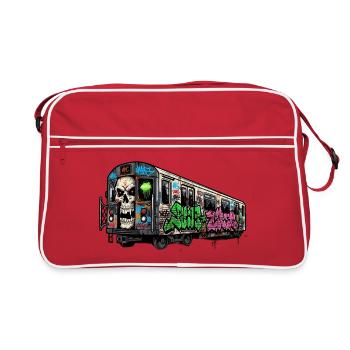 Graffiti traffic branding on subway - Retro Bag - red/white - Front