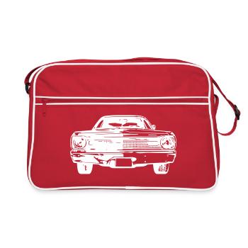 Muscle Car Silhouette - Retro Tasche - Rot/Weiß - Vorne