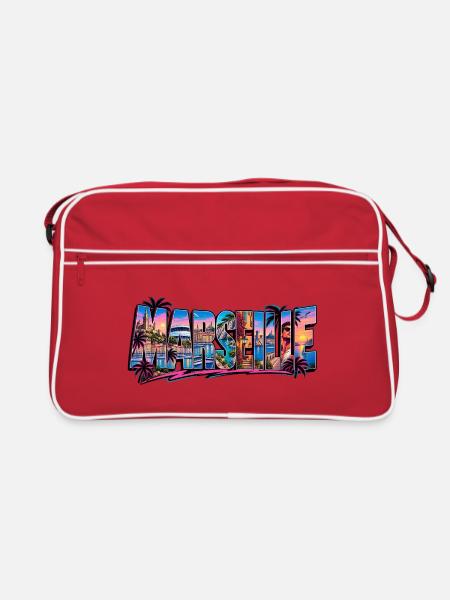 Marseille - Retro Tasche - Rot/Weiß