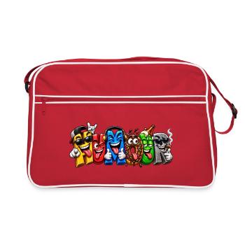 HUMOR – Völlig verrückte Briefe - Retro Tasche - Rot/Weiß - Vorne