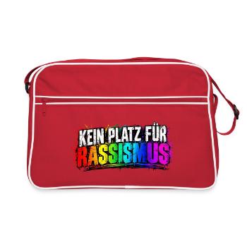 Kein Platz für Rassismus - Retro Tasche - Rot/Weiß - Vorne