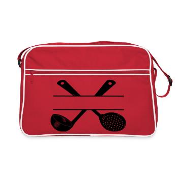 Cuillère fendue et cuillère à soupe croisées. - Sac Retro - rouge/blanc - Devant