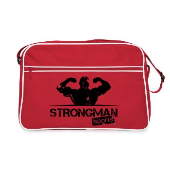 strongman Sport Logo Symbol Kraftsport Fitness - Retro Tasche - Rot/Weiß - Vorne