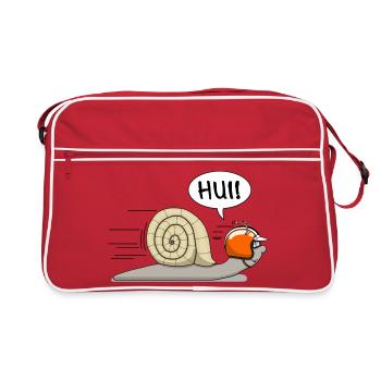 Rennschnecke - jetzt auch in orange - Retro Tasche - Rot/Weiß - Vorne