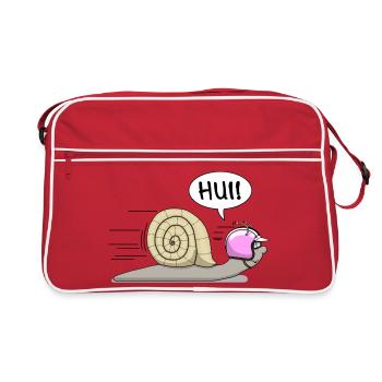 Rennschnecke - jetzt auch in pink - Retro Tasche - Rot/Weiß - Vorne