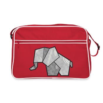 Éléphant mignon dans le style origami - Sac Retro - rouge/blanc - Devant