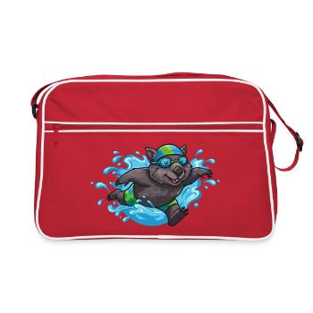 Anime Otter Swimmer with Swimming Goggles - Retro Bag - red/white - Front
