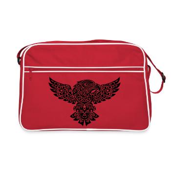 Tribal Adler – Kraftvolles Schwarz-Weiß-Design - Retro Tasche - Rot/Weiß - Vorne