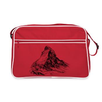 Matterhorn Silhouette | Legendärer Alpengipfel - Retro Tasche - Rot/Weiß - Vorne