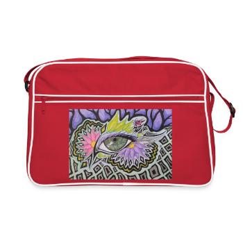 Psychedelisches Einzelauge Muster - Retro Tasche - Rot/Weiß - Vorne