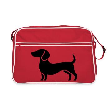 Dackel - Retro Tasche - Rot/Weiß - Vorne