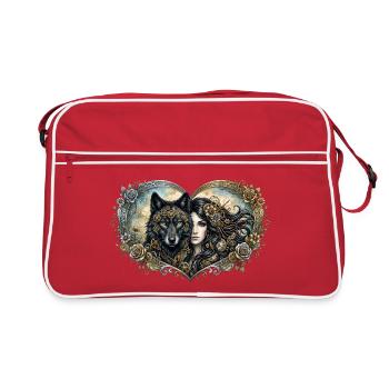 Cœur de Fer : Dame et Loup - Sac Retro - rouge/blanc - Devant