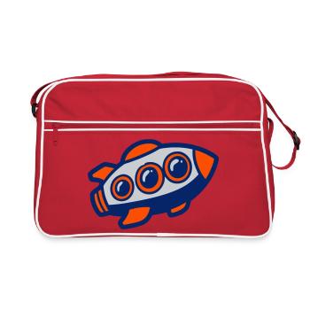 Space Rocket Illustration - Retro Bag - red/white - Front