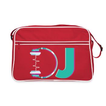 DJ Kopfhörer Musik DJing Discjockey Musiker DJ - Retro Tasche - Rot/Weiß - Vorne