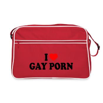 I love gay porn - Sac Retro - rouge/blanc - Devant
