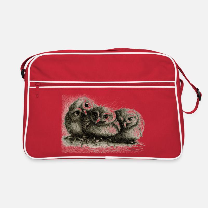 drei junge eulen - Retro Tasche - Rot/Weiß