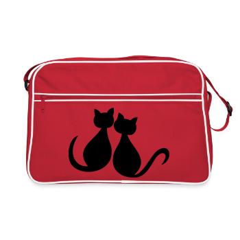 Cats love valentines cuddly cats meow - Retro Bag - red/white - Front