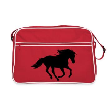 Horses, horse, riding,pony, cowboy, trot, Gallop - Retro Bag - red/white - Front