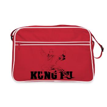 shaolin kungfu master fighter symbol - Retro Bag - red/white - Front