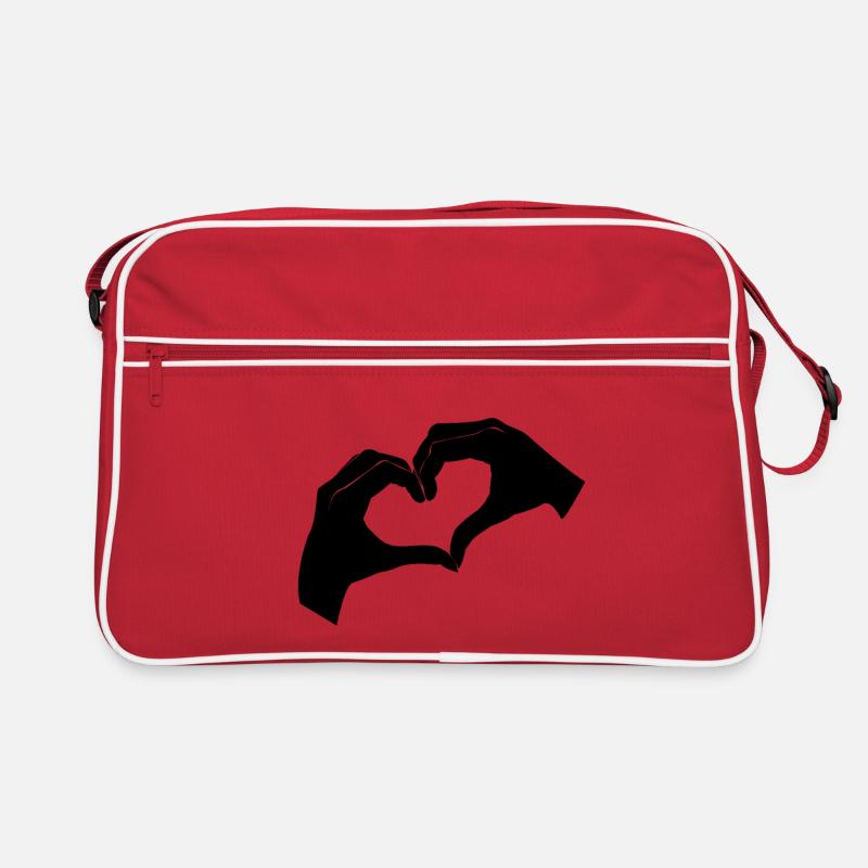 Ein Herz mit zwei Händen - Retro Tasche - Rot/Weiß