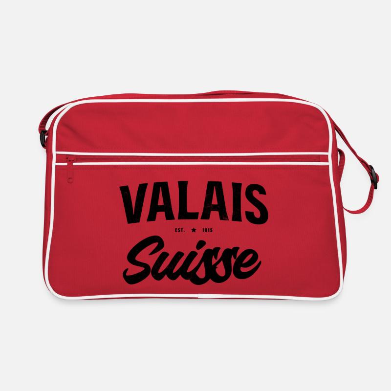Valais Schweiz Vintage Look 1815 - Retro Tasche - Rot/Weiß