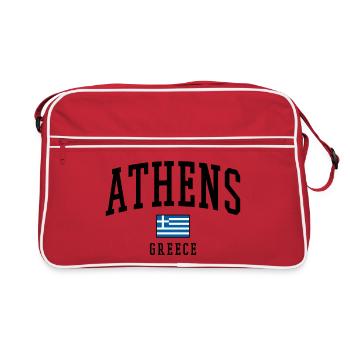 Athens Greece Flag Motif Graphic - Retro Bag - red/white - Front