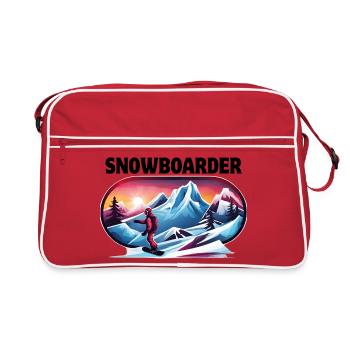 ski, snowboard, station de ski, snowboarder - Sac Retro - rouge/blanc - Devant