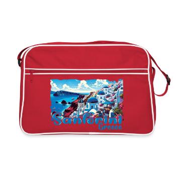 Santorin, Grèce, océan, île grecque - Sac Retro - rouge/blanc - Devant