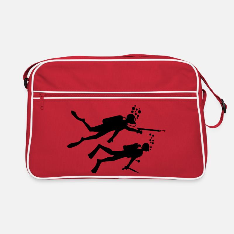 Two underwater divers with harpoons Retro Bag