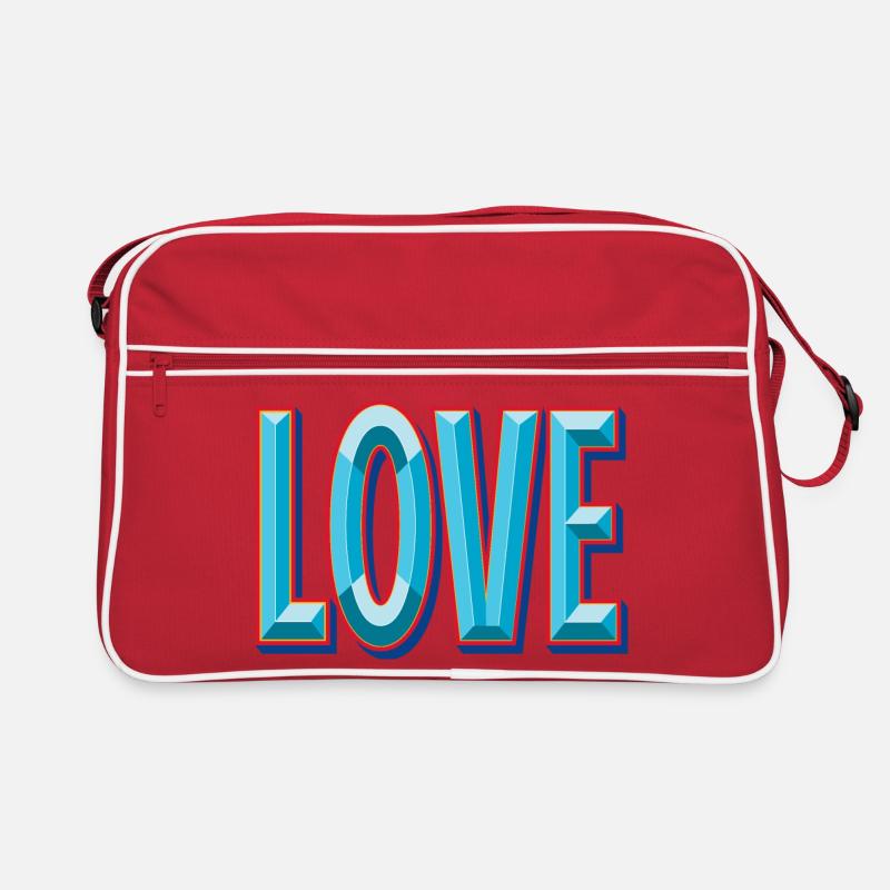 LOVE 3D-Ausschnitt - Retro Tasche - Rot/Weiß