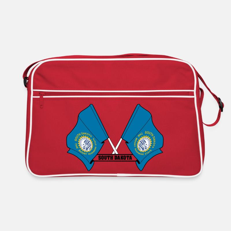 Deux drapeaux texte DAKOTA du Sud Sac Retro