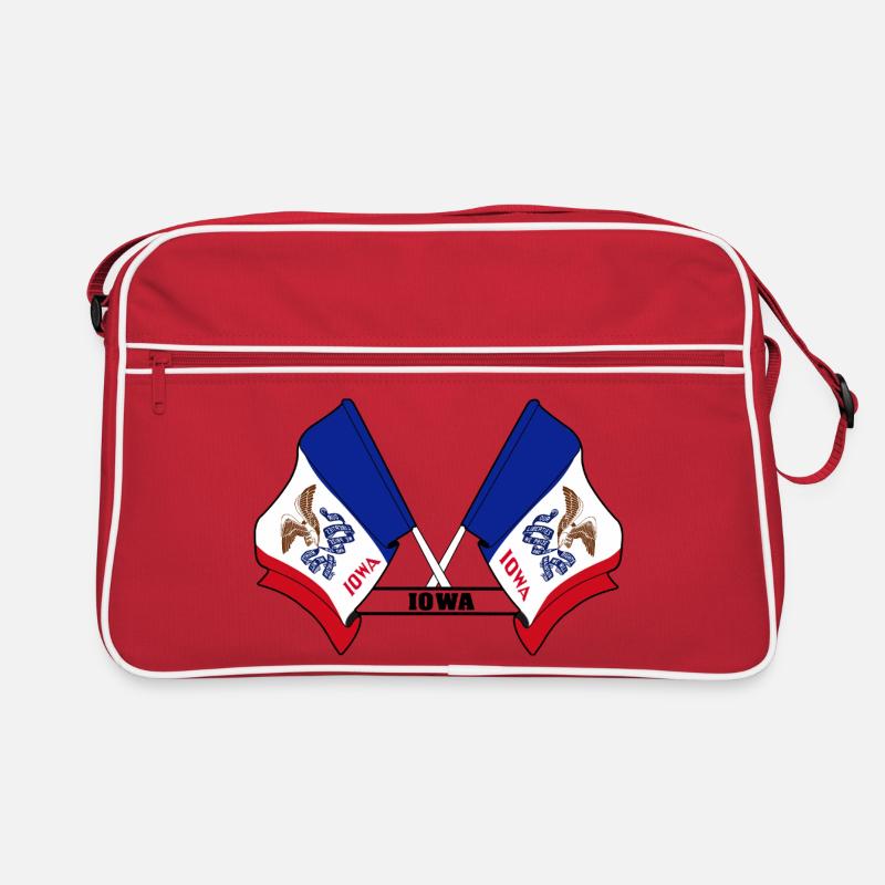 Zwei Flaggen mit dem Text IOWA Retro Tasche