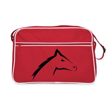 Tête de cheval | Conception de silhouette de tête de cheval - Sac Retro - rouge/blanc - Devant