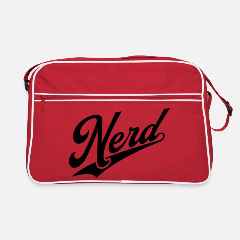 NERDY forever - NERD retro schwarz - Retro Tasche - Rot/Weiß