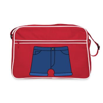 Short décontracté en jean avec ourlet roulé - Sac Retro - rouge/blanc - Devant