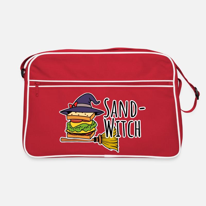 Die Hexe ist ein Sand-Witch, Halloween Hexen Brot! - Retro Tasche - Rot/Weiß