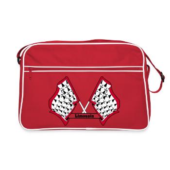 Limousin croisé avec du texte - Sac Retro - rouge/blanc - Devant